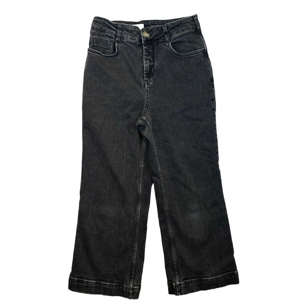 PILCRO Anthropologie Black Wide Leg Cropped Short Jeans 28 Trouser High Rise